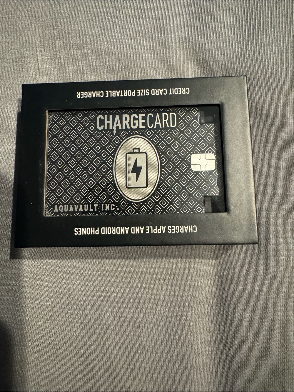 Aquavault Charge Card Portable USB Charger - Black and Silver
